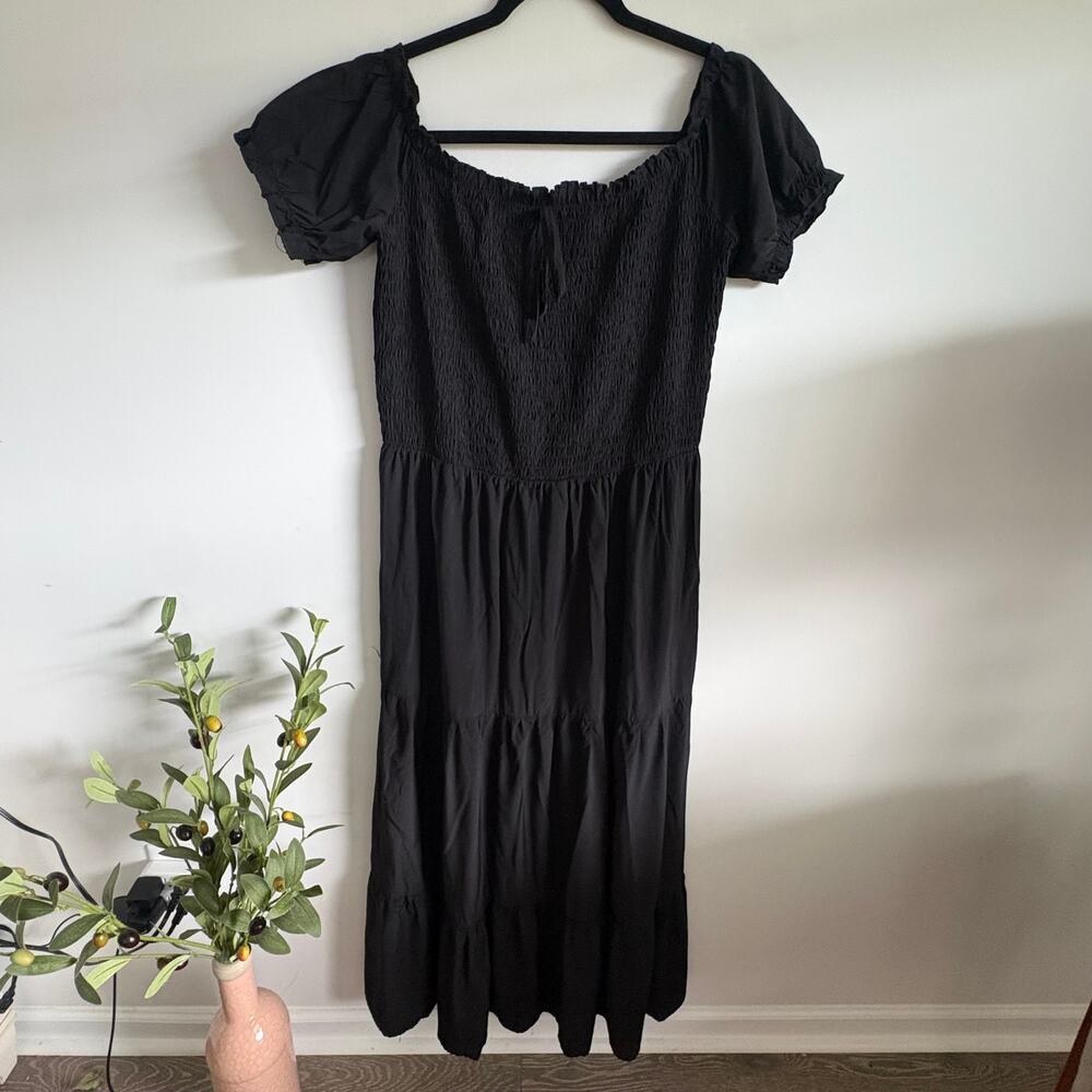 BTFBM Black Boho Maxi Dress XL Off Shoulder Whimsy Goth